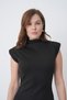 Women's Black Crepe Fabric High Collar Detailed Padded Mini Evening Dress 77159 - 2