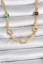 316L Steel Gold Color Italian Chain Model Square Colored Zircon Stone Women's Necklace