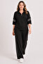 Women's Plus Size Black, Stone Detailed Pocket Tracksuit Set 65N39476 - 3