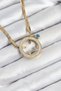 316L Steel Zircon Stone Quarter Insertable Gold Color Women's Necklace