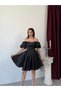 Black Balloon Sleeve Corset Detailed Short Homecoming Dress - 4