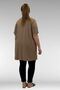 68501 Large Size Combed Cotton T-Shirt with Ribbed Collar and Stones on the Front - Mink - 6