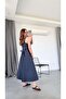 Levure Women's Long Denim Dress with Fixed Belt and Adjustable Buckle Strap - 6