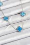 316L Steel Chain Silver Ice Blue Color Clover Women Necklace