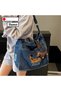 Vintage Black Canvas Tote Bag - Large Capacity Washed Denim-Style Shoulder Bag with Adjustable Strap - Retro Crossbody for Travel & Leisure - 6