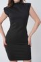 Black Crepe Fabric High Neck Padded Mini Dress Stylish Casual and Office Dress 77159 - 6