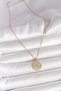 316L Steel Gold Color Chain Zircon Stone Embroidered Blue Stone Detailed Medallion Model Women's Necklace - 2