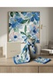 Blue Floral Patterned Silky - Satin Shawl - 3