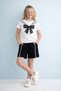 My Little One's Glittery Tulle Bow Detailed Girls' Shorts Set - Black - 2
