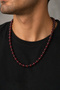 Men's Necklace Bracelet Set - Red Bead Necklace Bracelet Set for Men - 6