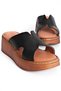 Snai Women's Genuine Leather Stitched Detailed Wedge Heeled Slippers B4562 - 8