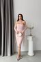 Powder Stone Embroidered Lace Midi Evening Dress with Scarf and Gloves