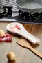 Ceramic Ribbon Patterned Dirty Spoon Holder 27 cm Stove Side Countertop Spoon Rest with Pink Detail - 4