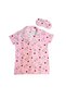 Girl's Cotton Milan Fabric Pink Strawberry Rabbit Pattern Shirt Collar White Piping Sleep Band Short Sleeve Pajama Set - 5