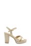 Beige Satin Cross Strap Platform Heeled Women's Shoes (046 260395)