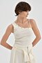 Women's Collar-Stitching Trok Detailed Sleeveless Design Athlete Crop Top - 2