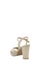 Beige Satin Cross Strap Platform Heeled Women's Shoes (046 260395) - 3