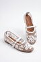 White Women's Mesh Embroidery Beaded Elastic Easy-To-Wear Summer Dowry Bundle Ballerina F01Nav - 4