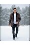 100% Genuine Lambskin with Full Fur Inside, Brown Men's Coat - 3