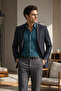 Men's Green Pinstripe Long Sleeve Shirt - 6
