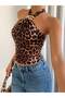 Leopard Printed Stretchy Bustier with Gold Accessories - 8
