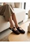 Ali̇na Tüvi̇t Fabric Open Back Ballet Flats with Baretlle - 4