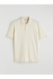 Ecru Polo Collar Striped Men's Knitwear T-Shirt - 3