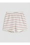 Ecru Striped Baby Girl T-Shirt and Shorts - 3
