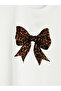 White Crew Neck Bow Printed Women's T-Shirt