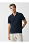 Navy Blue Polo Collar Men's T-Shirt - 3