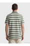 Green Polo Collar Striped Men's T-Shirt - 4