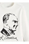 White Crew Neck Ataturk Printed Boy's T-Shirt - 4
