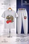 Children's Cherry Leopard Ribbon Cherry Writing 3-Piece T-Shirt Tracksuit Set - 3