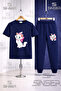 Children's Cat with Ribbon Side Standing 3-Piece T-Shirt Tracksuit Set - 4