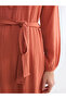 Orange Judge Collar Textured Dress - 7