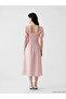 Pink A-Line Floral Balloon Sleeve Dress - 3