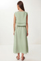 Muslin Blouse Skirt Set Lgp0013 Water Green - 7