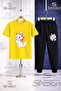 Children's Cat with Ribbon Side Standing 3-Piece T-Shirt Tracksuit Set - 4