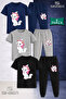 Children's Cat with Ribbon Side Standing 3-Piece T-Shirt Tracksuit Set