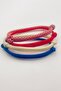 Men's Marine Series Thick Navy Blue Cream Red White Paracord Rope Bracelet Set 4 Pieces - 2