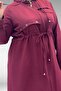63008 Large Size Eyelet Detailed Linen Cap - Burgundy - 2
