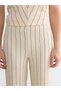 Trendlucky Women's Striped Trousers with Elastic Waist and Contrast - 3