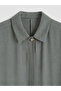 Khaki Shirt Collar Linen Look Robe - 5