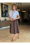 Şans Li̇fe Women's Elastic Waist Zippered Polo Collar Poplin Parachute Fabric Medium Length Dress - 7