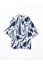 Vision New Season Shawl Collar Patterned Linen Look Women's Kimono - 6