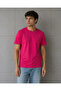 Men's Basic Cotton T-Shirt Crew Neck Solid Color Regular Fit T-Shirt - Fuchsia - 3