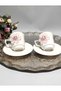 Set of 2 Porcelain Cups with Pink Flower Motif - 4
