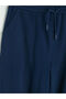 Navy Blue Women's Shorts with Elastic Waist - 3