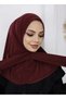 Women's Hijab with Snap Fasteners, Ready-To-Wear Turban Scarf Shawl, Burgundy