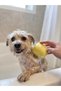 Pet Washing Brush with Bowl Cat Dog Massage Shampoo Bathing Apparatus with Bowl Yellow